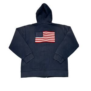 Vintage Polo Jeans Co American Flag Full Zip Hoodie Youth XL